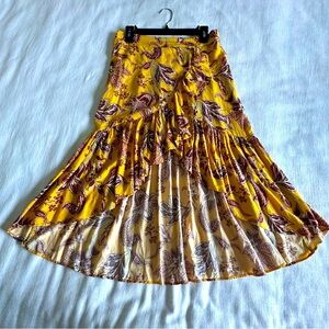 Milk and Honey Womens High Low Midi Skirt Sz L Asymmetrical Cottagecore Ruffles